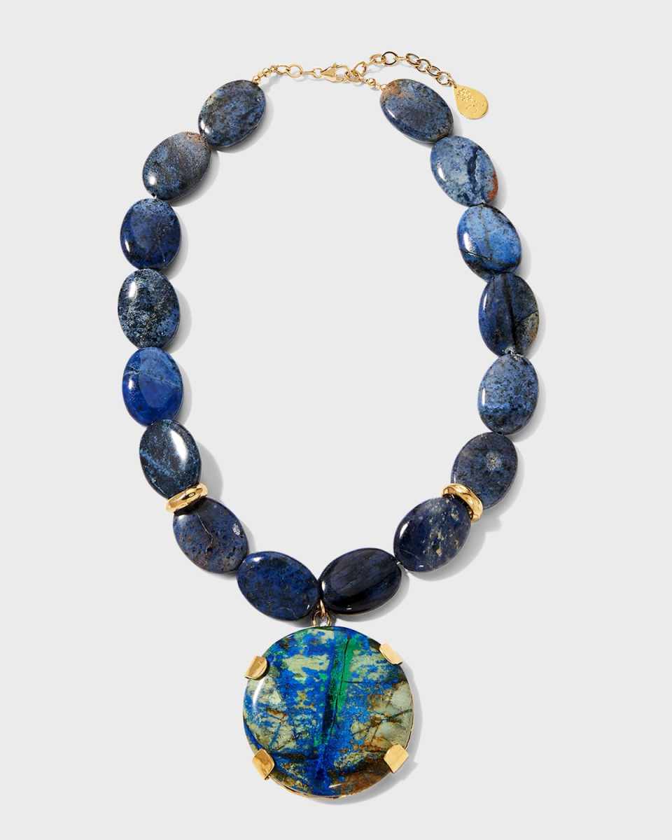 Denim Lapis Azurite Pendant Necklace