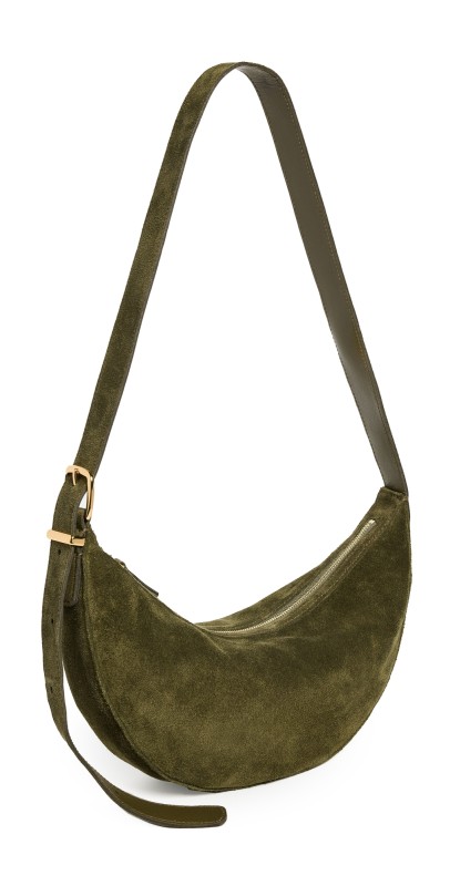 Madewell Suede Essentials Crescent Sling Crossbody Bag Shaded Olive Sued