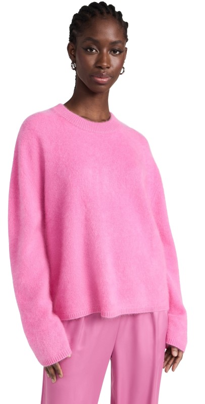 LISA YANG Natalia Cashmere Sweater Bright Rosa Brushed