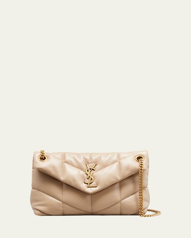 Lou Puffer Small YSL Shoulder Bag in Quilted Leather