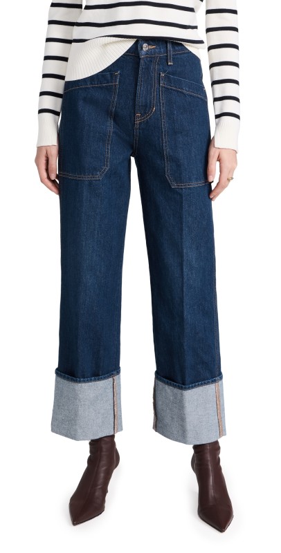 Veronica Beard Jean Dylan High Rise Straight Leg Jeans DUSTED OXFORD