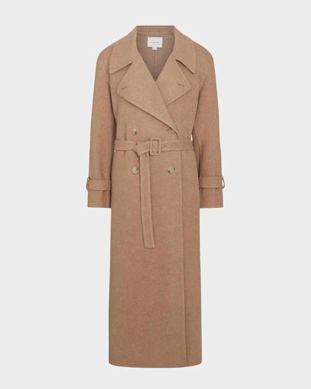 Belted Long Wool-Blend Coat