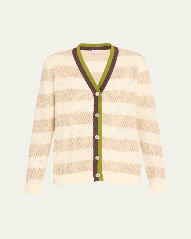 The Raven Striped Cotton Crochet Cardigan