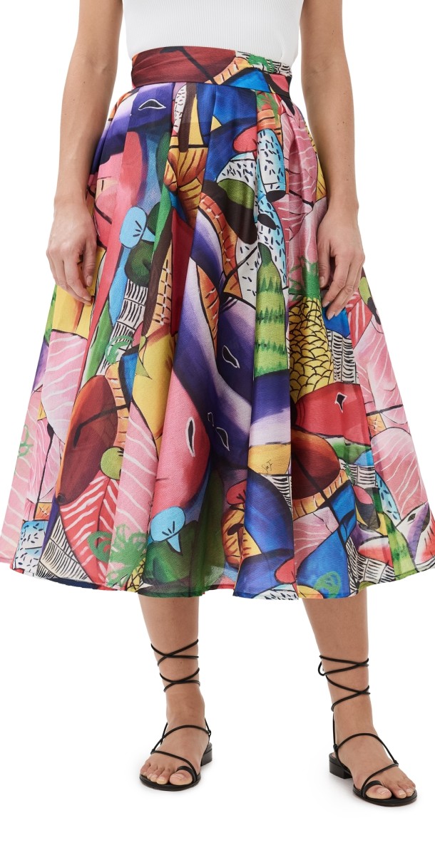 Stella Jean Shantung Skirt Merchant Naif Print
