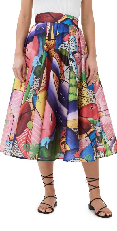 Stella Jean Shantung Skirt Merchant Naif Print