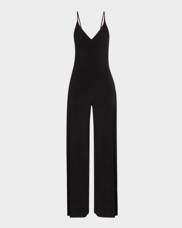 Wide-Leg Slip Jumpsuit, Black