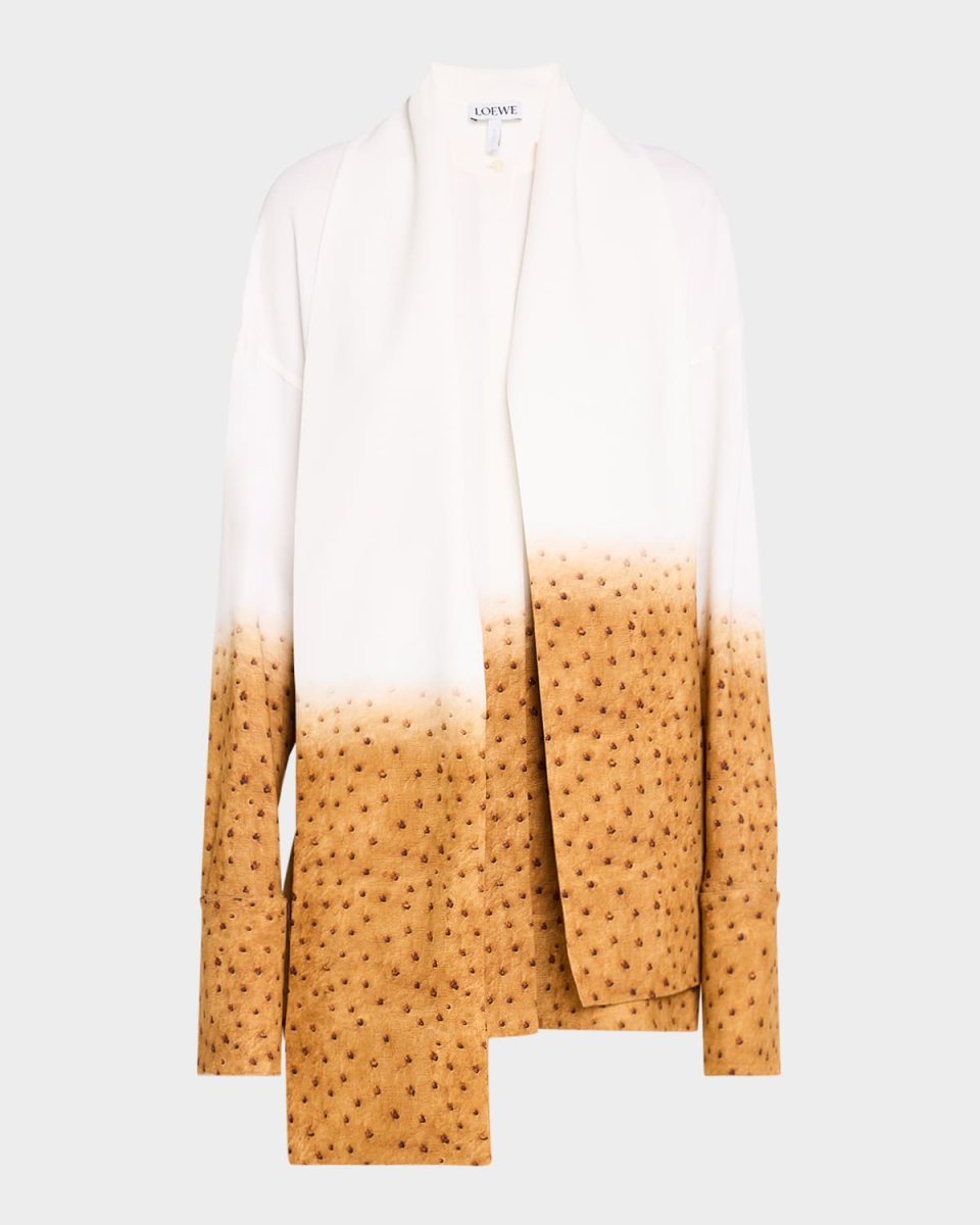 Trompe L'oeil Print Bow Button-Down Shirt