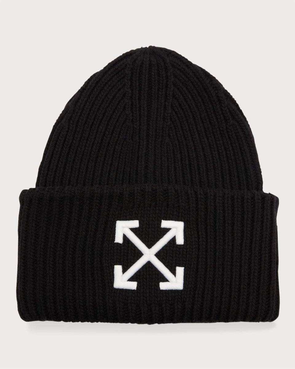 Arrow Ribbed Wool Beanie
