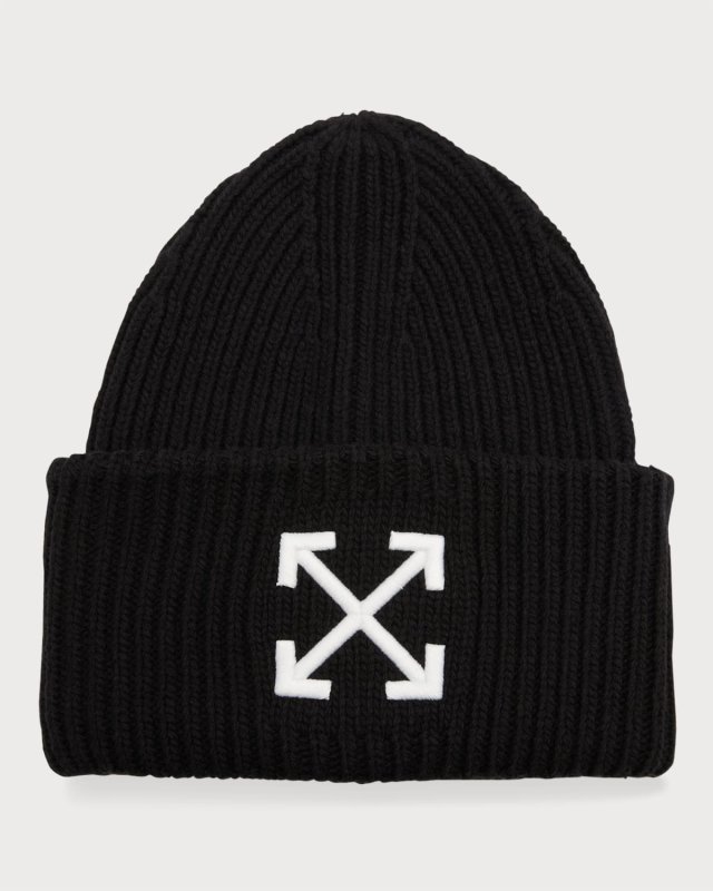 Arrow Ribbed Wool Beanie