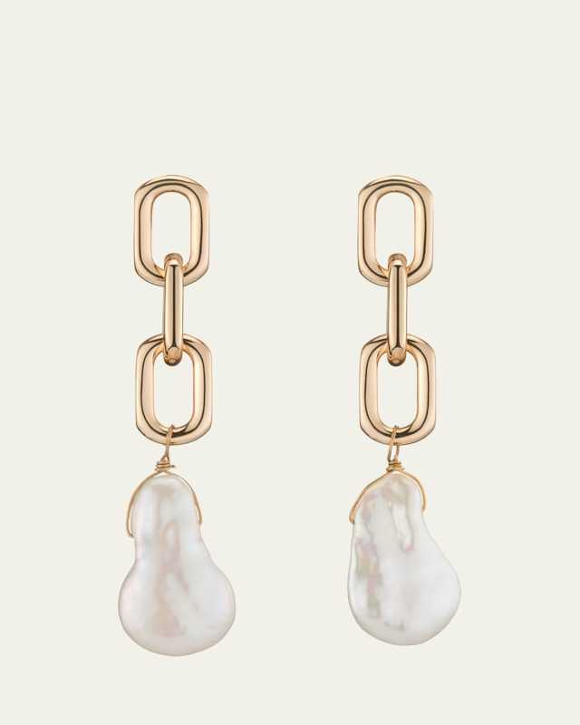 Freshwater Pearl Chain Drop Earrings