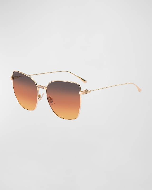 Gradient Metal Cat-Eye Sunglasses