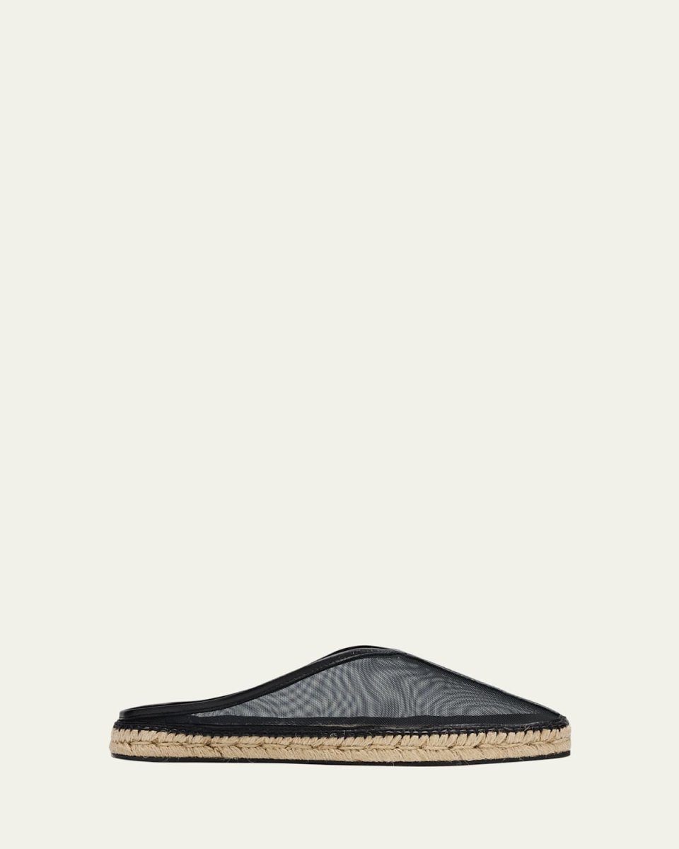 Mesh Leather Espadrille Mules