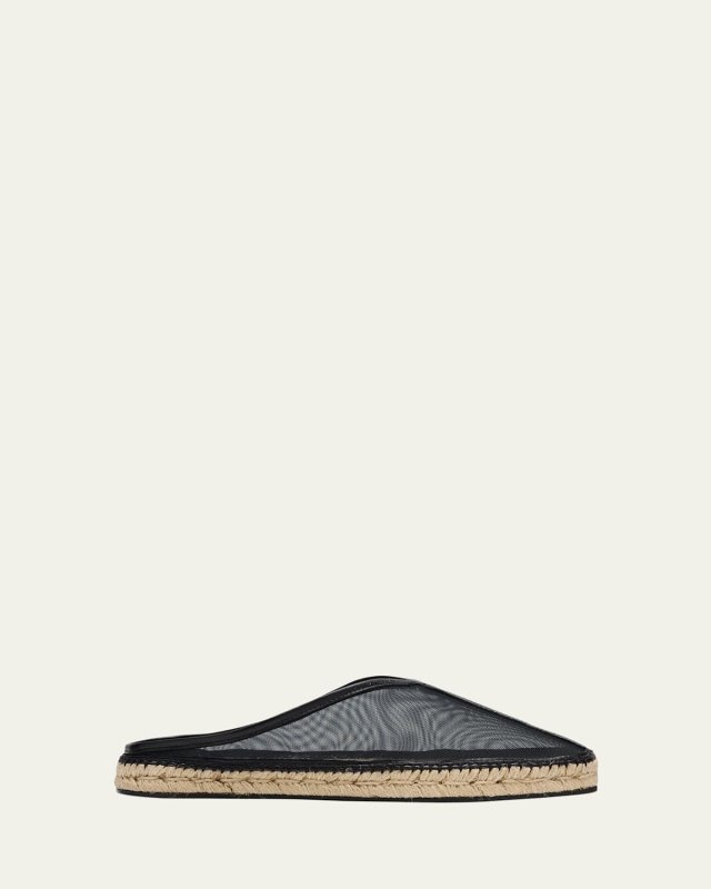 Mesh Leather Espadrille Mules