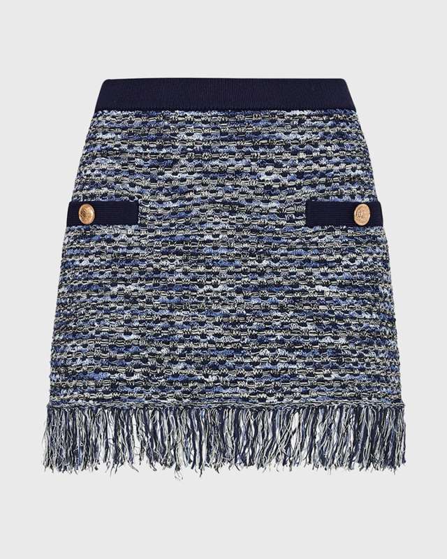 Kali Fringe-Trim Knit Mini Skirt