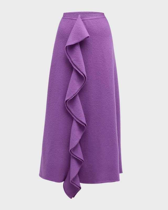 Mireya Ruffled Wool Maxi Skirt