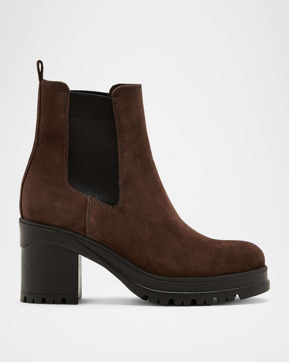Paxton Suede Lug-Sole Chelsea Booties