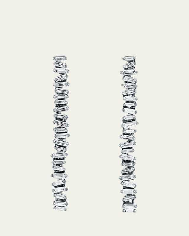 18K White Gold Classic Diamond Savannah Midi Drop Earrings
