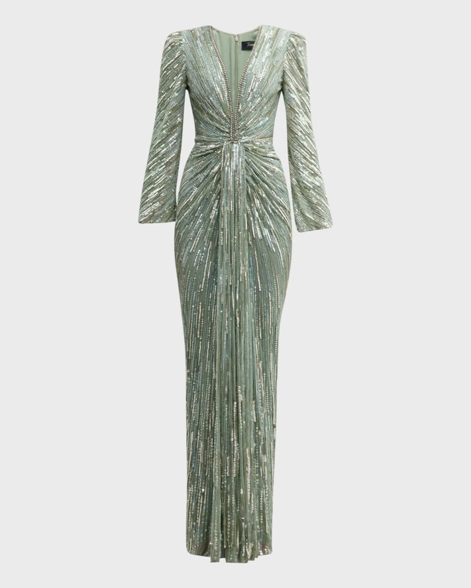 Darcy Embellished Gown with Gathered Front