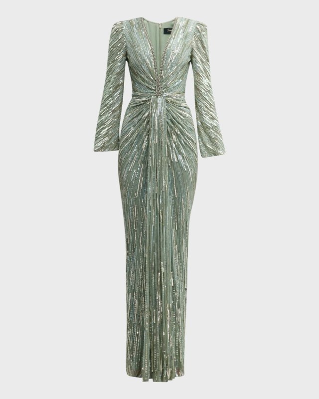 Darcy Embellished Gown with Gathered Front