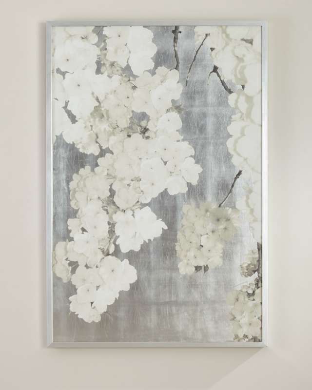 "White Blossoms on Silver" Giclee Wall Art