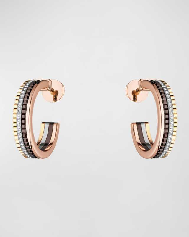 Quatre Classique 18K Gold Small Diamond Hoop Earrings
