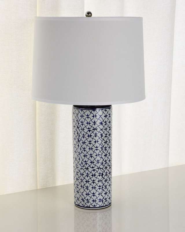 Ceramic Table Lamp, Blue/White