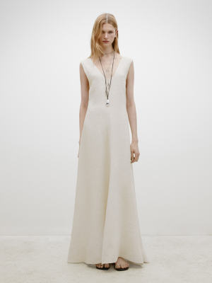 Massimo Dutti Long textured dress with V-neckline - Limited Edition