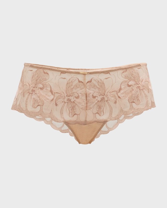 Fleur Floral-Embroidered Lace Hipster Briefs