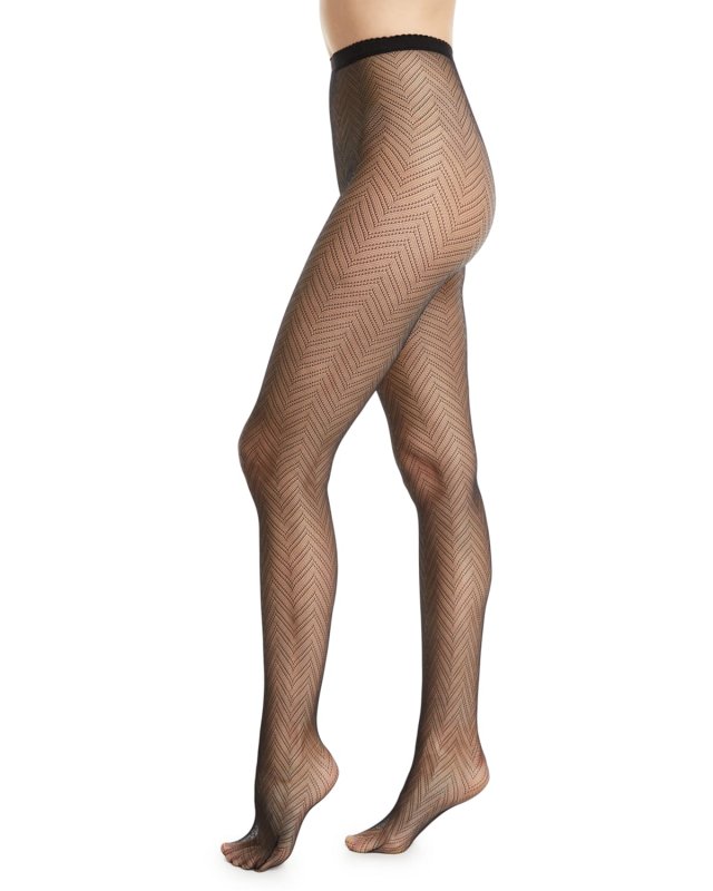 Sheer Fine-Gauge Herringbone Tights