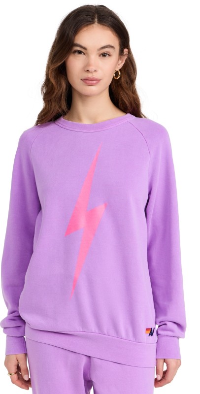 Aviator Nation Bolt Crewweatshirt Neon Purple/Neon Pink