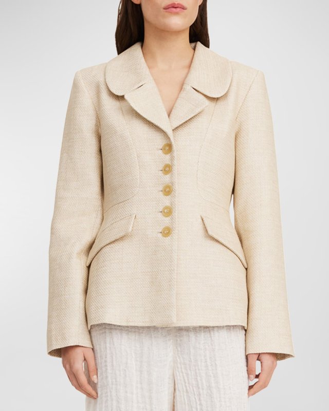 Adrienna Single-Breasted Twill Jacket