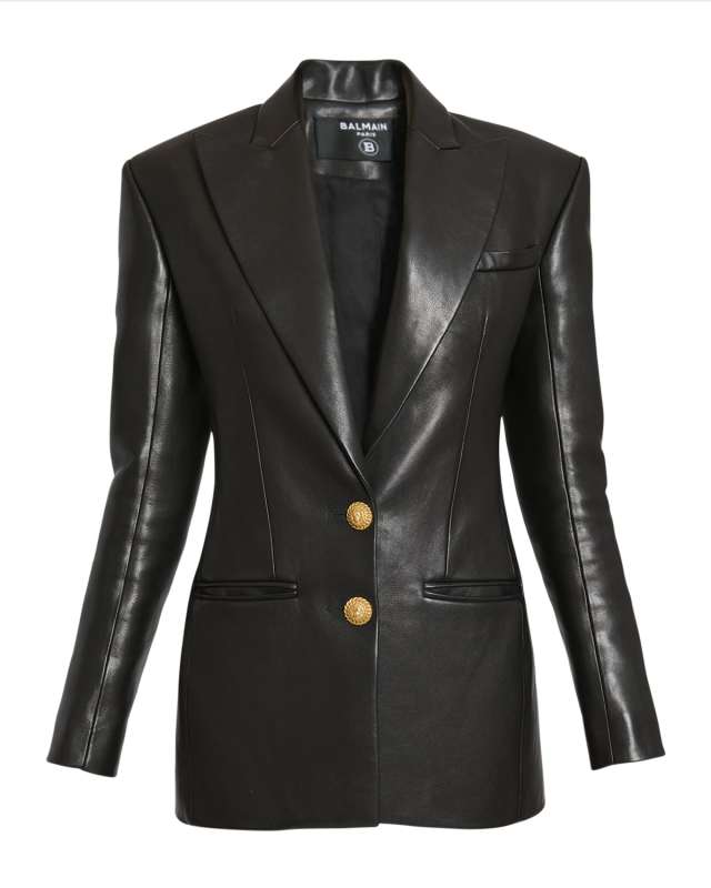 Tailored Leather Blazer Jacket