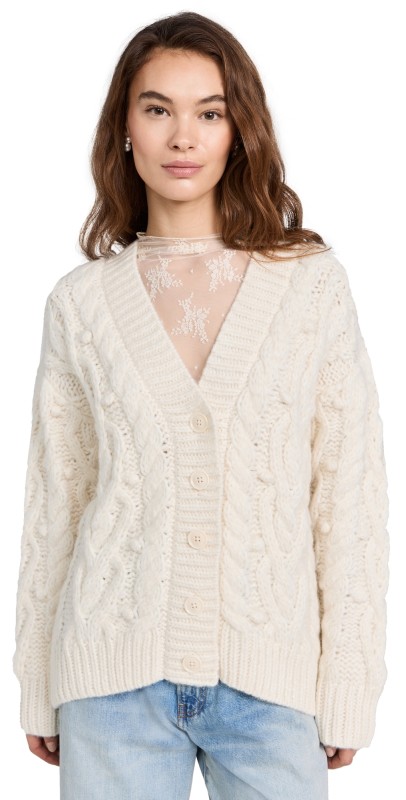 LoveShackFancy Beckett Cardigan Snow