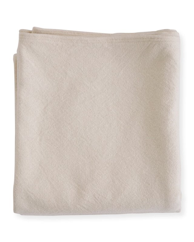 Simple Herringbone Cotton Twin Blanket, Natural