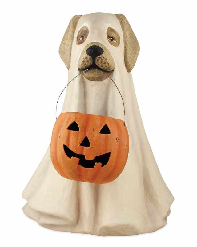 Ghost Dog Paper Mache Halloween Decoration