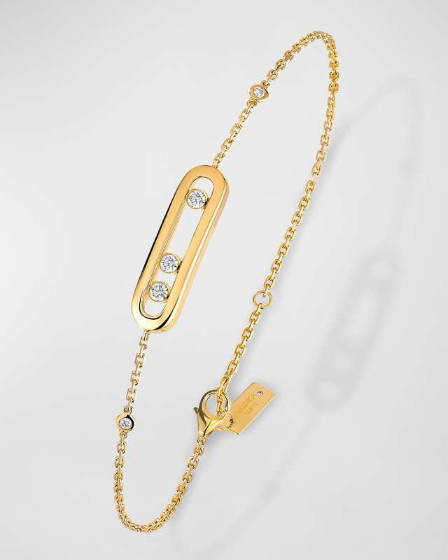 Baby Move Diamond Station Chain Bracelet in 18K Yellow Gold, 0.10 tdcw