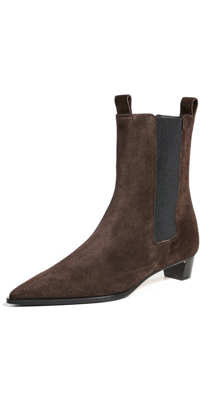 AEYDE Kiki Cow Suede Leather Moka Booties Moka