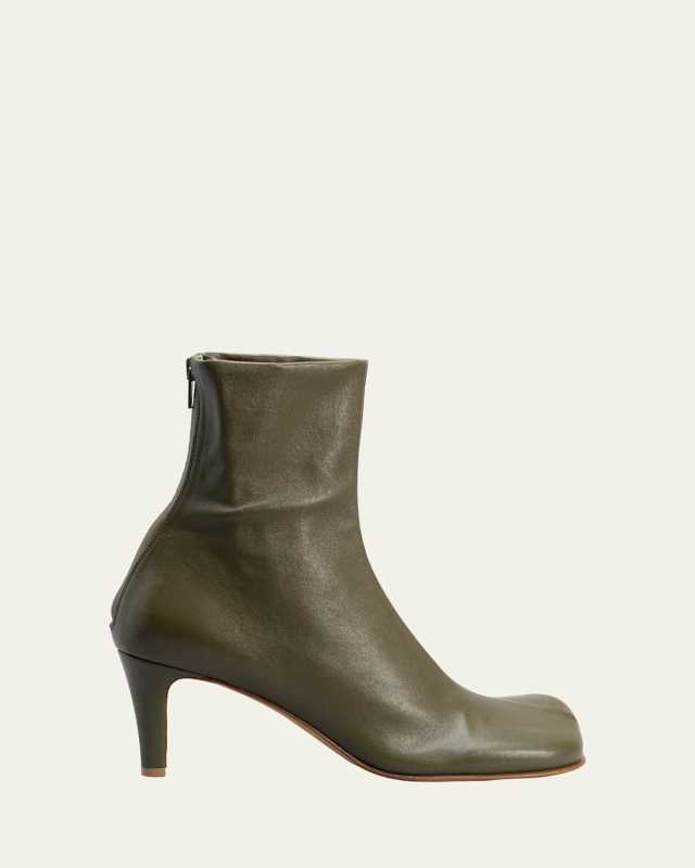 Bloc Stretch Leather Zip Ankle Booties
