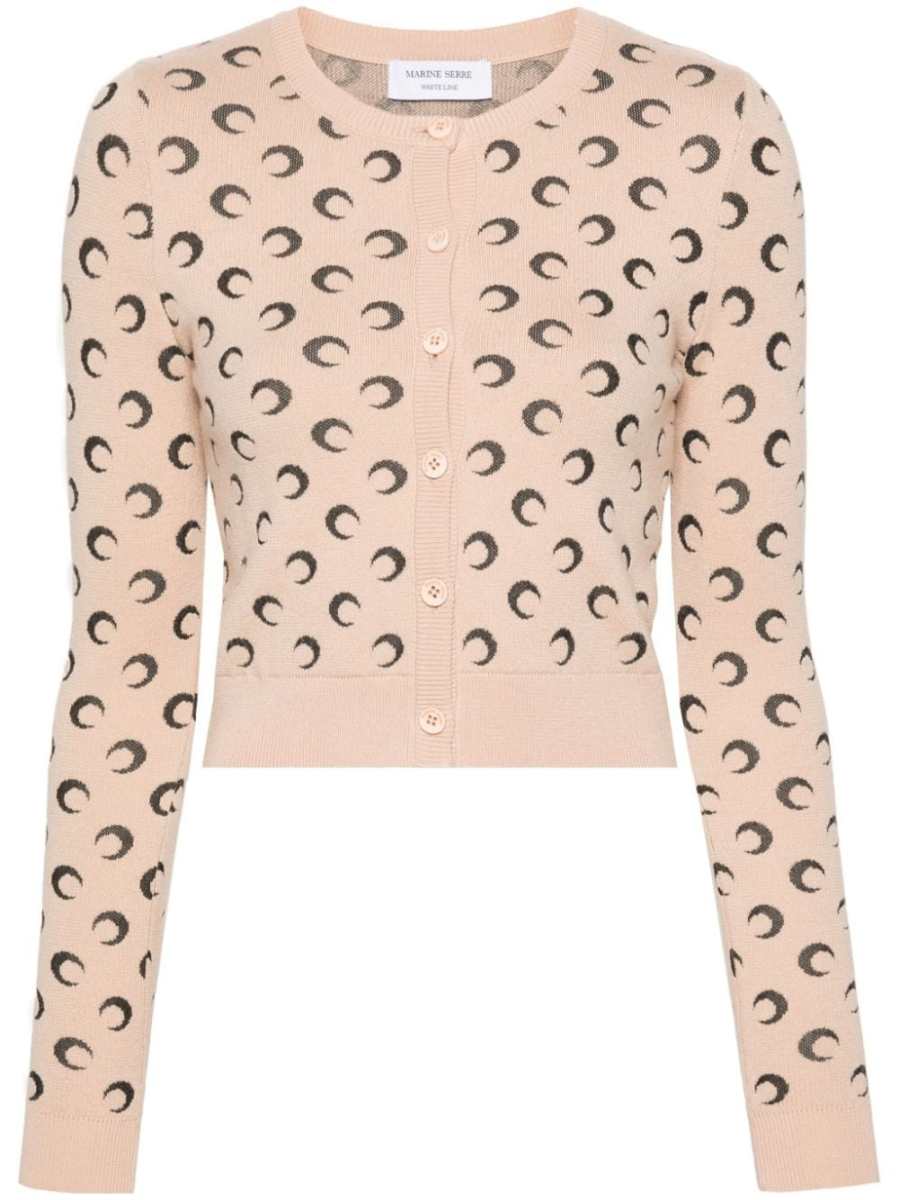 crescent moon jacquard knitted cardigan