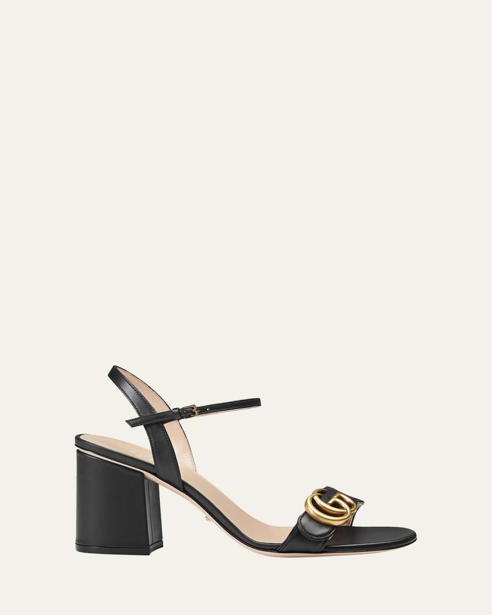 Marmont Leather GG Block-Heel Sandals