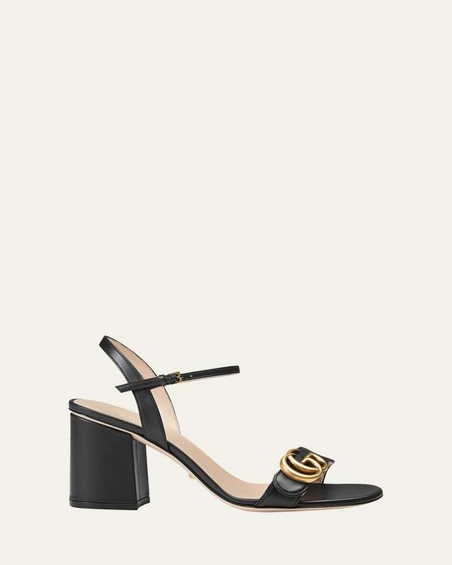 Marmont Leather GG Block-Heel Sandals