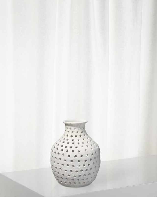 Small Porous Vase in Matte White Ceramic