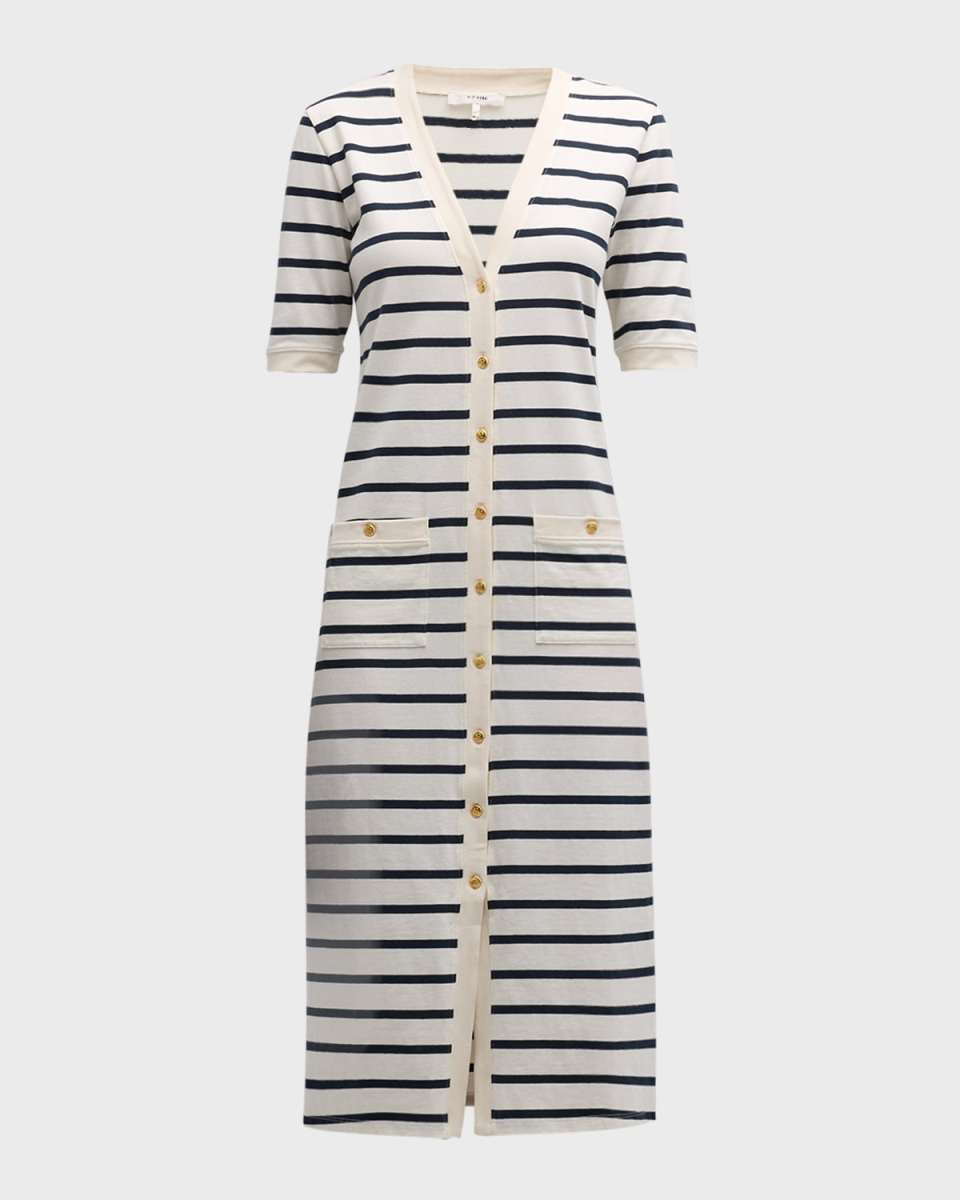 Henley Stripe Button-Front Dress