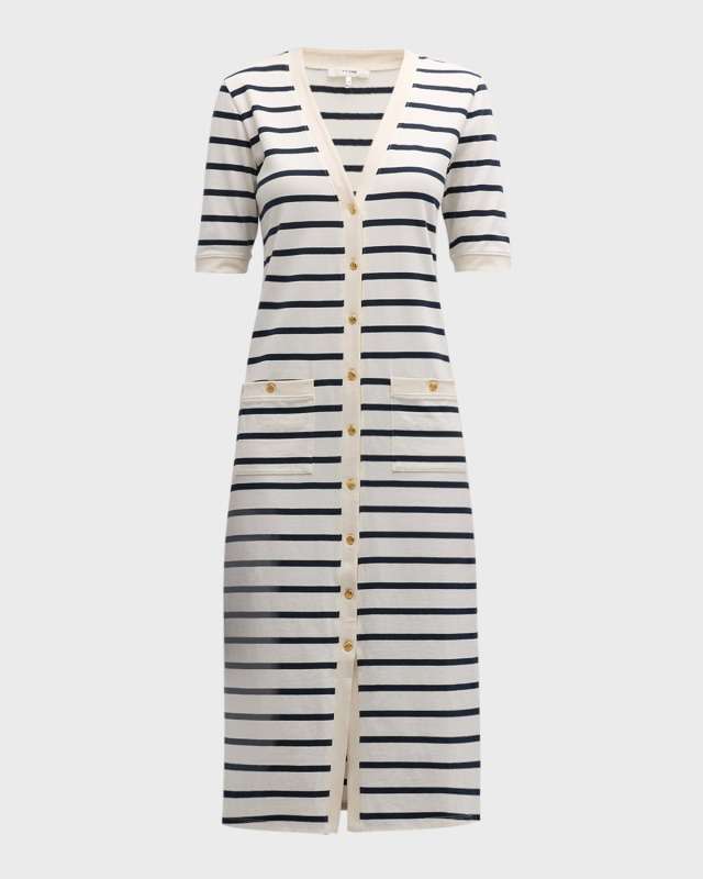 Henley Stripe Button-Front Dress