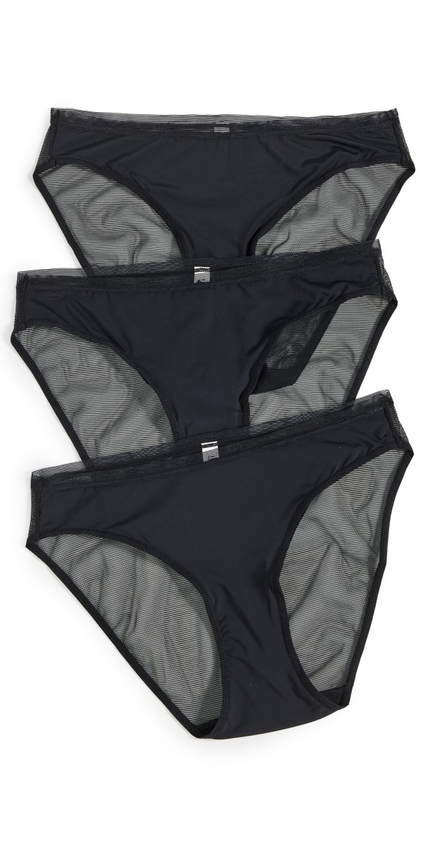 LIVELY Mesh Back Bikini 3 Pack Jet Black