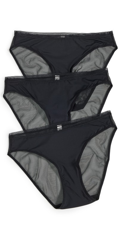 LIVELY Mesh Back Bikini 3 Pack Jet Black