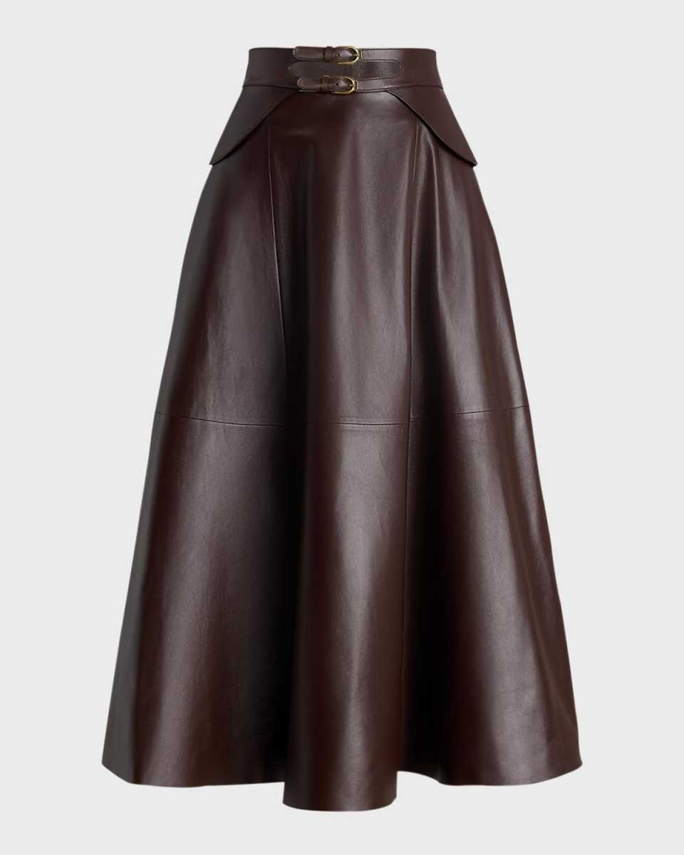 Millie Circle-Cut Soft Leather Skirt