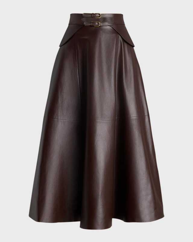 Millie Circle-Cut Soft Leather Skirt