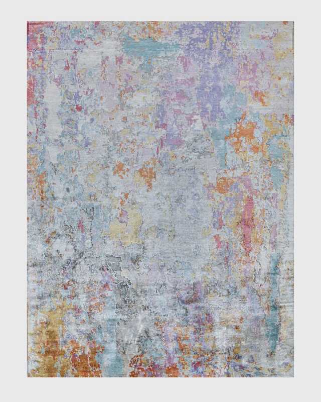 Floor Art Hand-Knotted Ivory Multi Rug, 9' x 12'