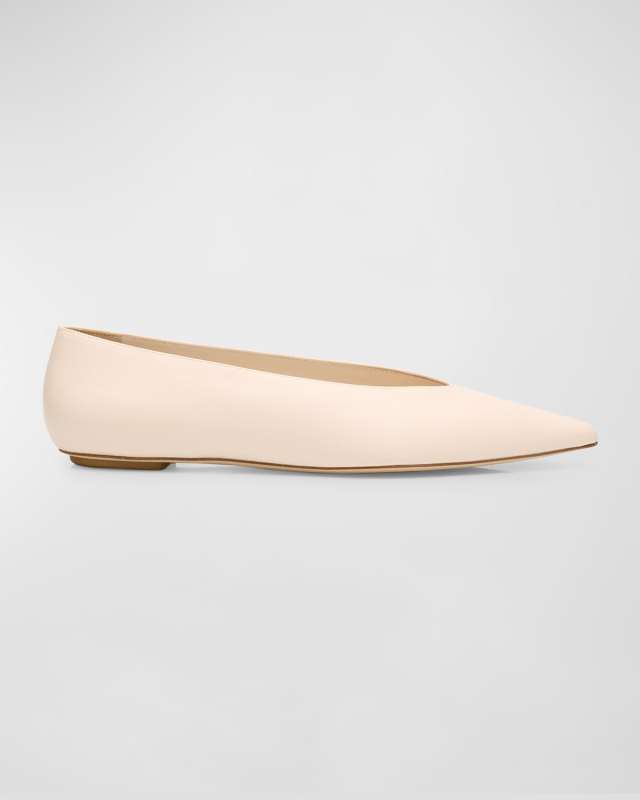 Lina Leather Point-Toe Ballerina Flats
